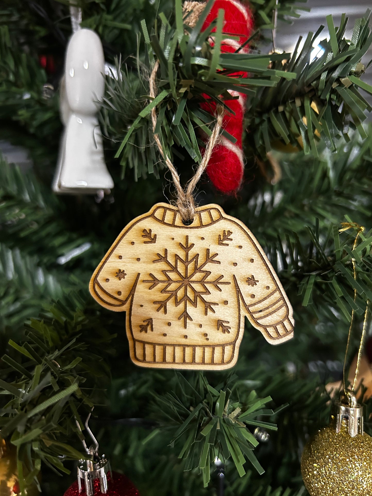 Lot de 6 décorations de sapin Pull