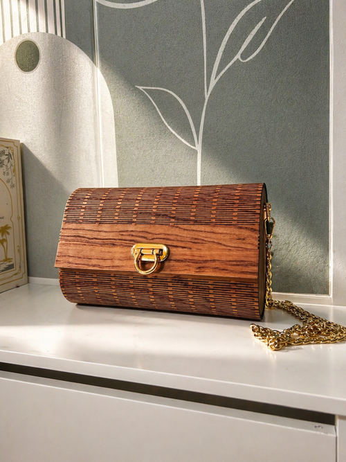 Sac à main en bois Signature – vue de face