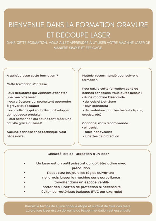 Formation en gravure et découpe laser par Le Bois Elégant, image montrant un atelier avec machines de gravure laser.