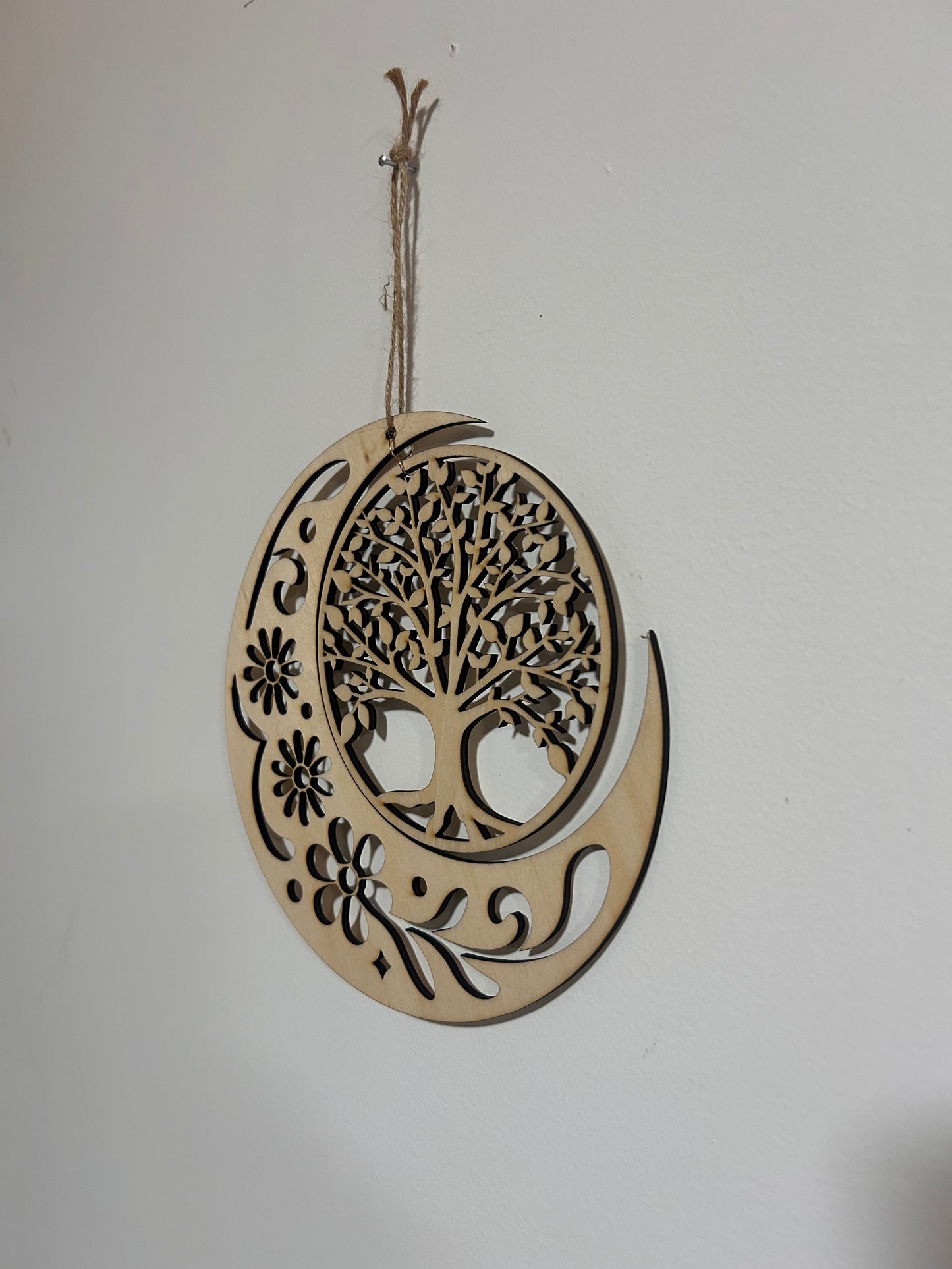 Suspension murale « Arbre de Vie & Lune » en bois Le Bois Elégant
