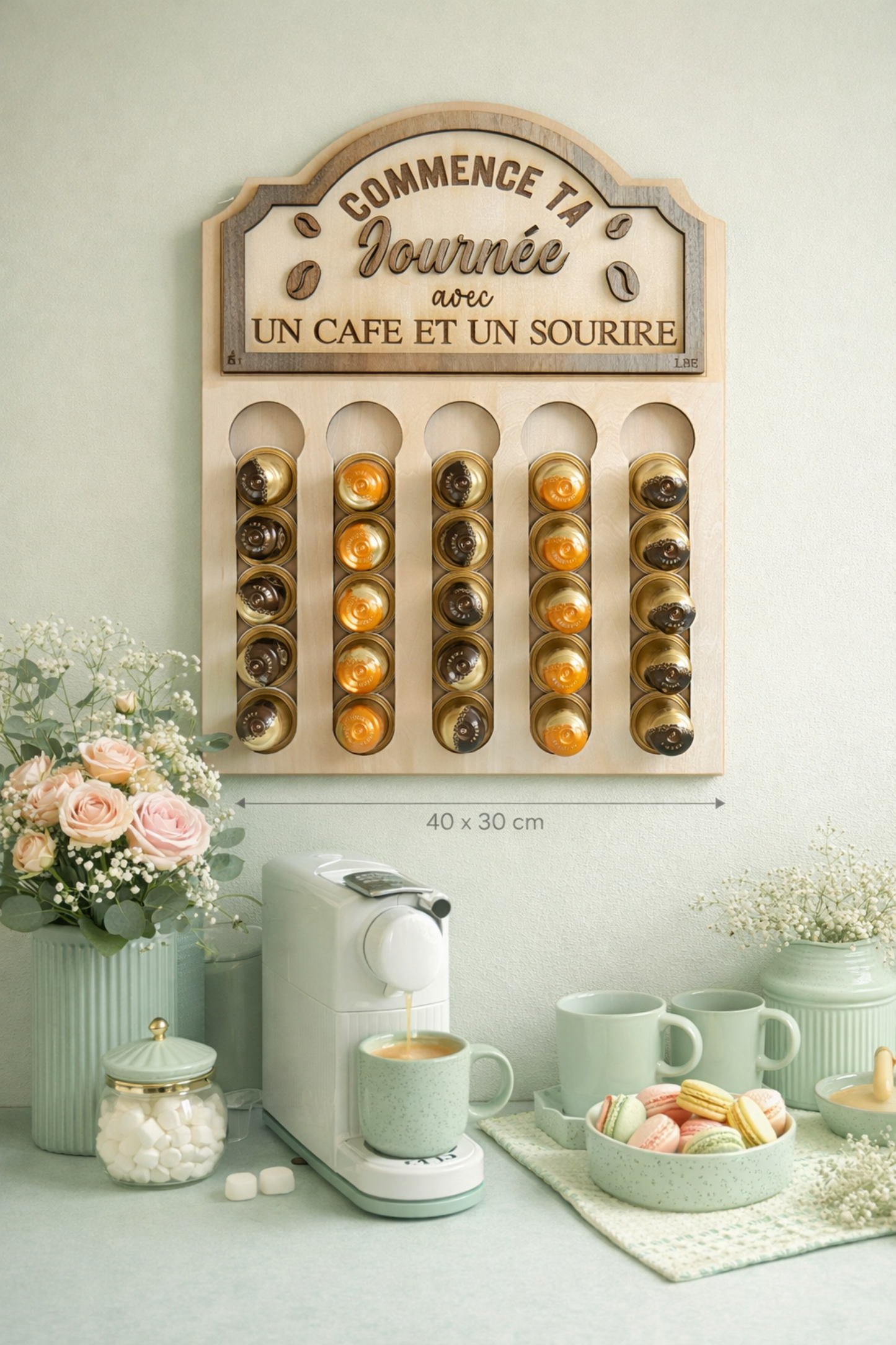 Support à dosette Le Caferituel par Le Bois Elégant, en bois élégant, pour organiser et stocker facilement vos dosettes de café.