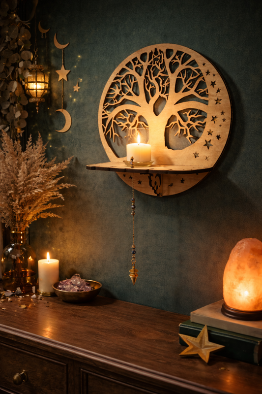 Support pour pendules et étagère décorative Le Bois Elégant, en bois naturel, avec design élégant et finition soignée.