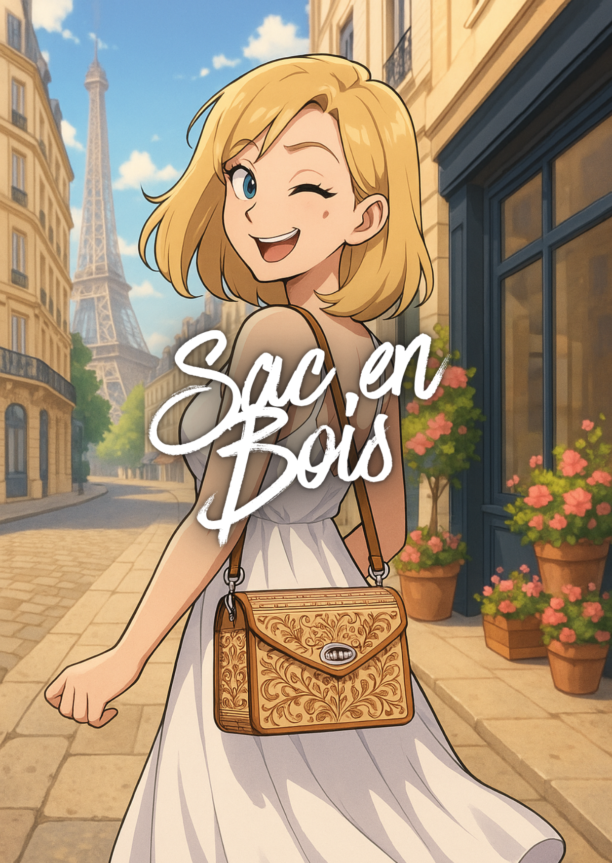 Sac en bois artisanal au design unique, fabriqué à partir de matériaux durables, illustrant les motifs géométriques. Ce sac bois artisanal est parfait pour un look chic et écoresponsable.