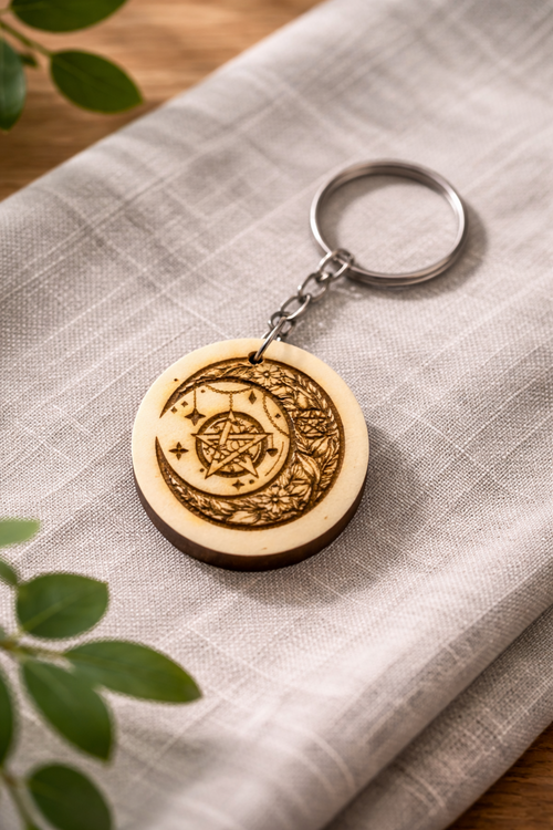 Porte-clés en bois de 35 mm de la marque Le Bois Élégant avec boucle métallique solide.