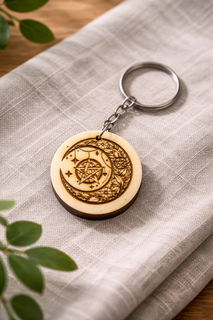 Porte-clés en bois de 35 mm de la marque Le Bois Élégant avec boucle métallique solide.