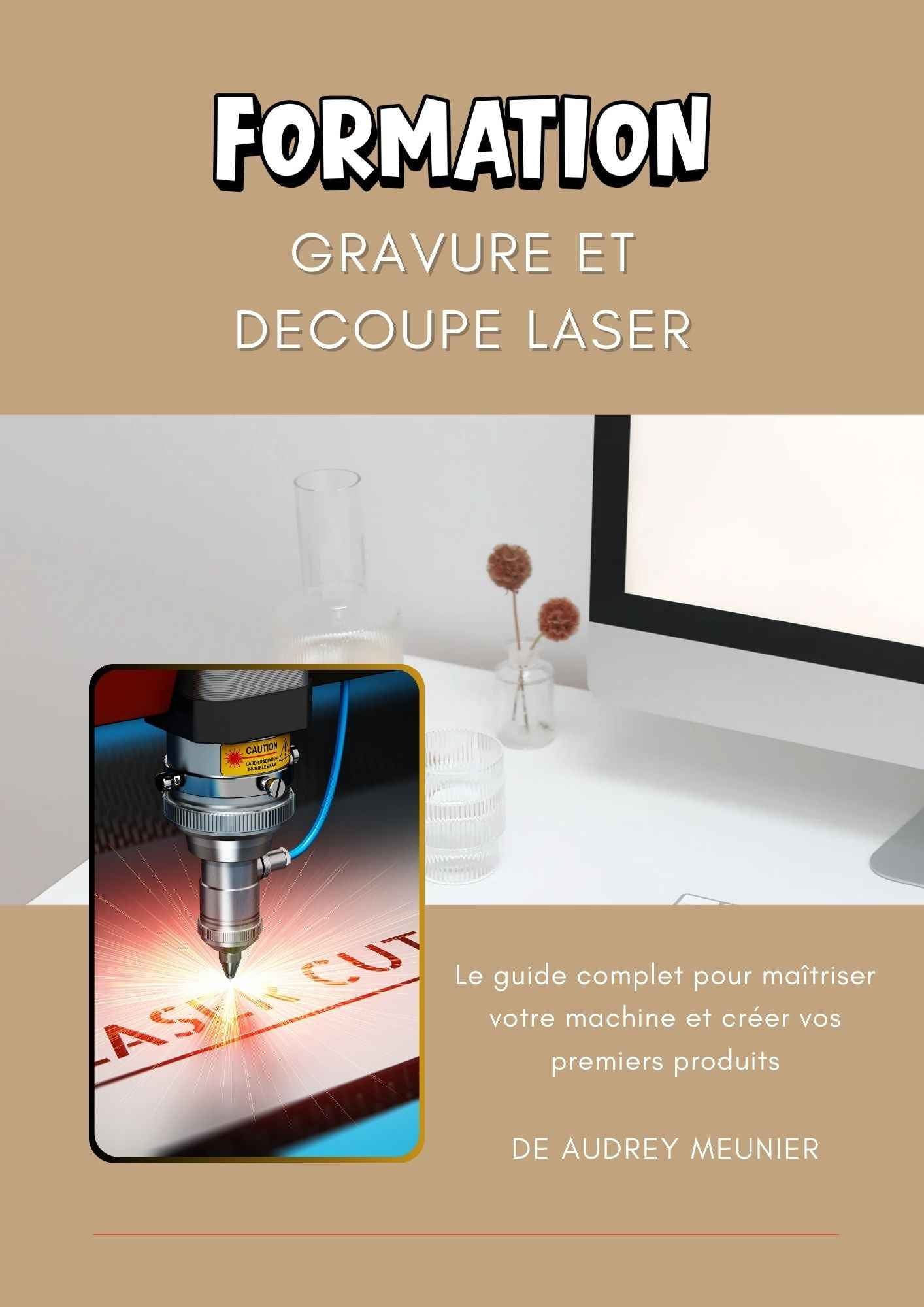 Formation en gravure et découpe laser par Le Bois Élégant, image montrant un atelier avec machines de gravure laser.
