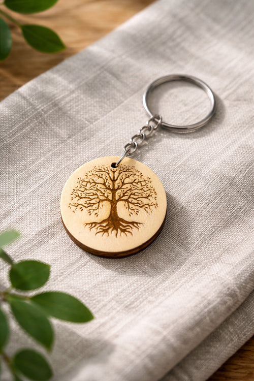 Porte-clés en bois de 35 mm de la marque Le Bois Elégant, avec boucle en métal et finition élégante.