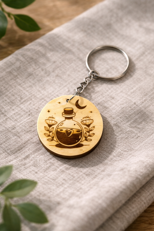 Porte-clés 35mm en bois élégant de la marque Le Bois Élégant, montrant un porte-clés en bois avec boucle métallique.
