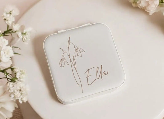 Boîte à bijoux personnalisée – Blanche ou Rose Le Bois Elégant