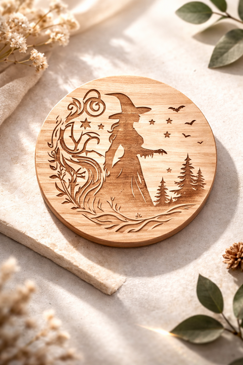Dessous de verre en bois Le Bois Elégant avec motif élégant, idéal pour protéger les surfaces lors de repas ou de boissons.