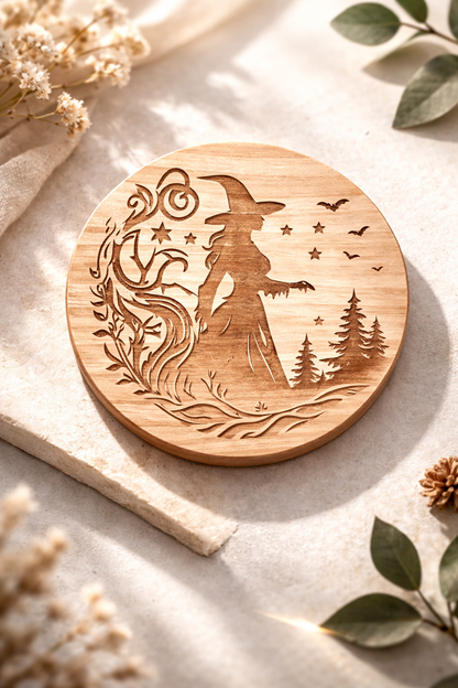 Dessous de verre en bois Le Bois Elégant avec motif élégant, idéal pour protéger les surfaces lors de repas ou de boissons.