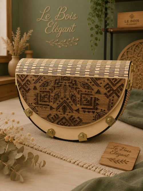 Sac en bois Maya – détail de la finition en bois