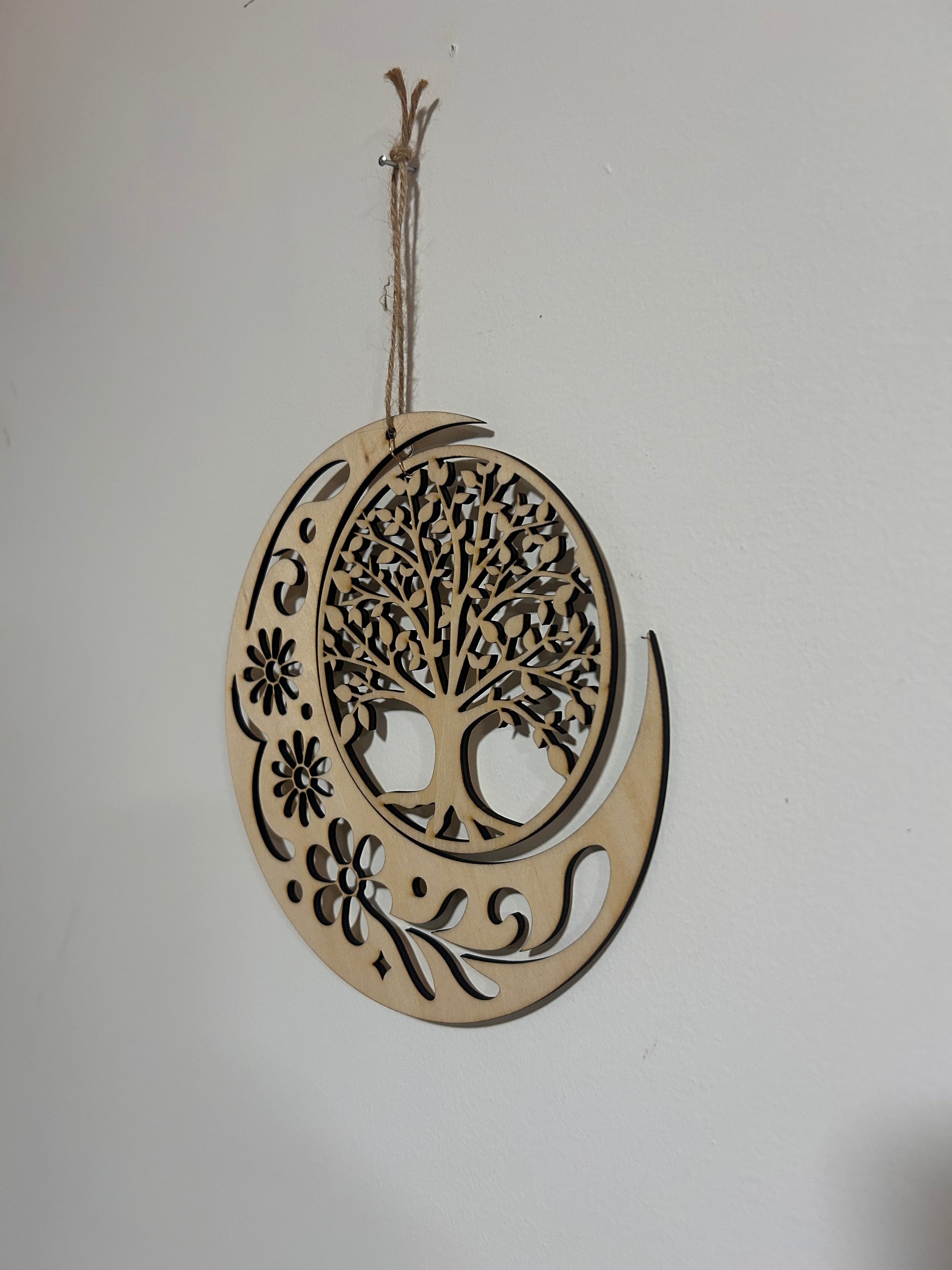 Suspension murale « Arbre de Vie & Lune » en bois Le Bois Elégant
