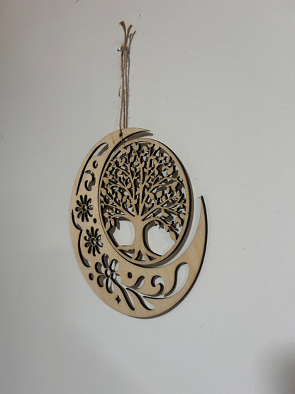Suspension murale « Arbre de Vie & Lune » en bois Le Bois Elégant