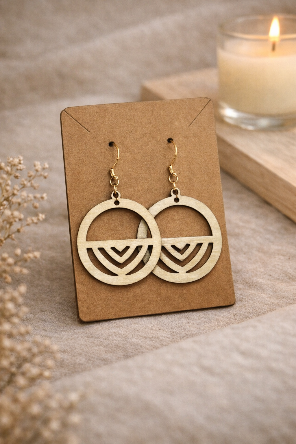 Boucles d'oreilles Éclat Graphique en bois de la marque Le Bois Elégant, avec motif géométrique moderne et finition élégante.