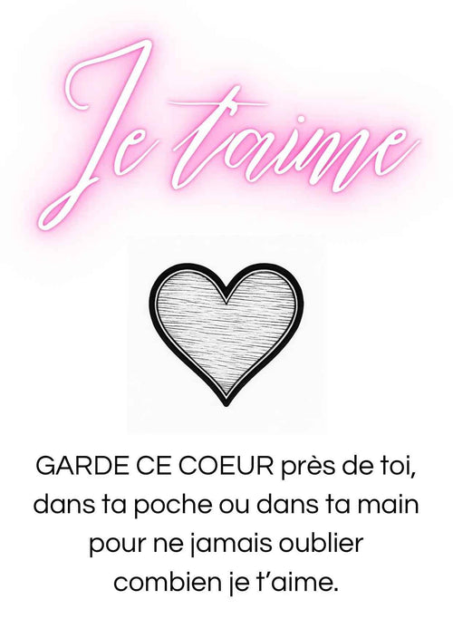 Carte "Je t'aime" de Le Bois Elégant, avec design élégant et message romantique, visible en détail sur l'image.