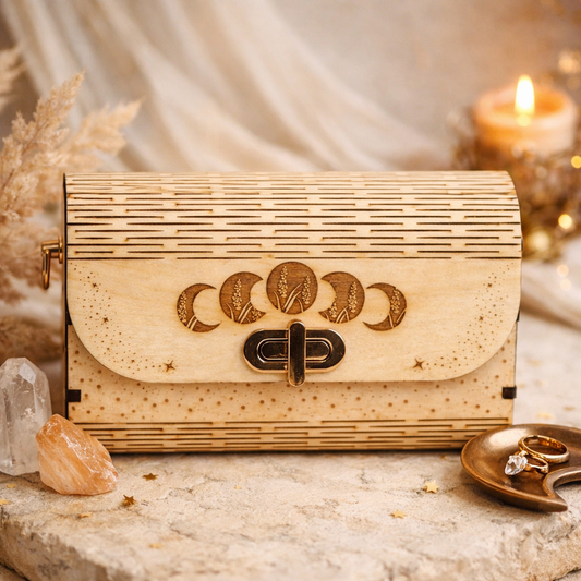 Sac Mystic Moon de Le Bois Elégant avec design élégant en cuir noir et détails métalliques.